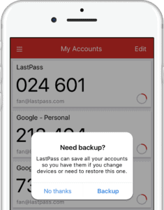 lastpass authenticator cloud backup