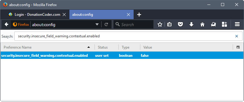 security insecure field firefox
