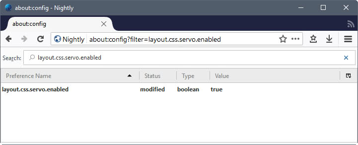 firefox about config filter