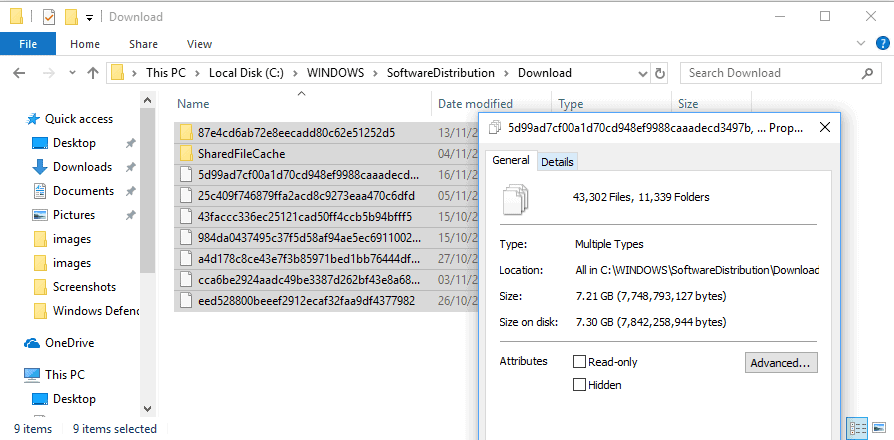 delete downloaded windows 10 update files