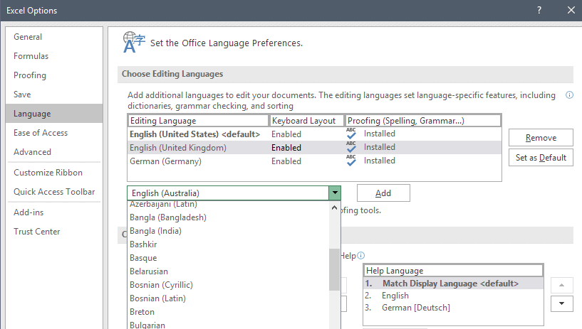 how to change office language