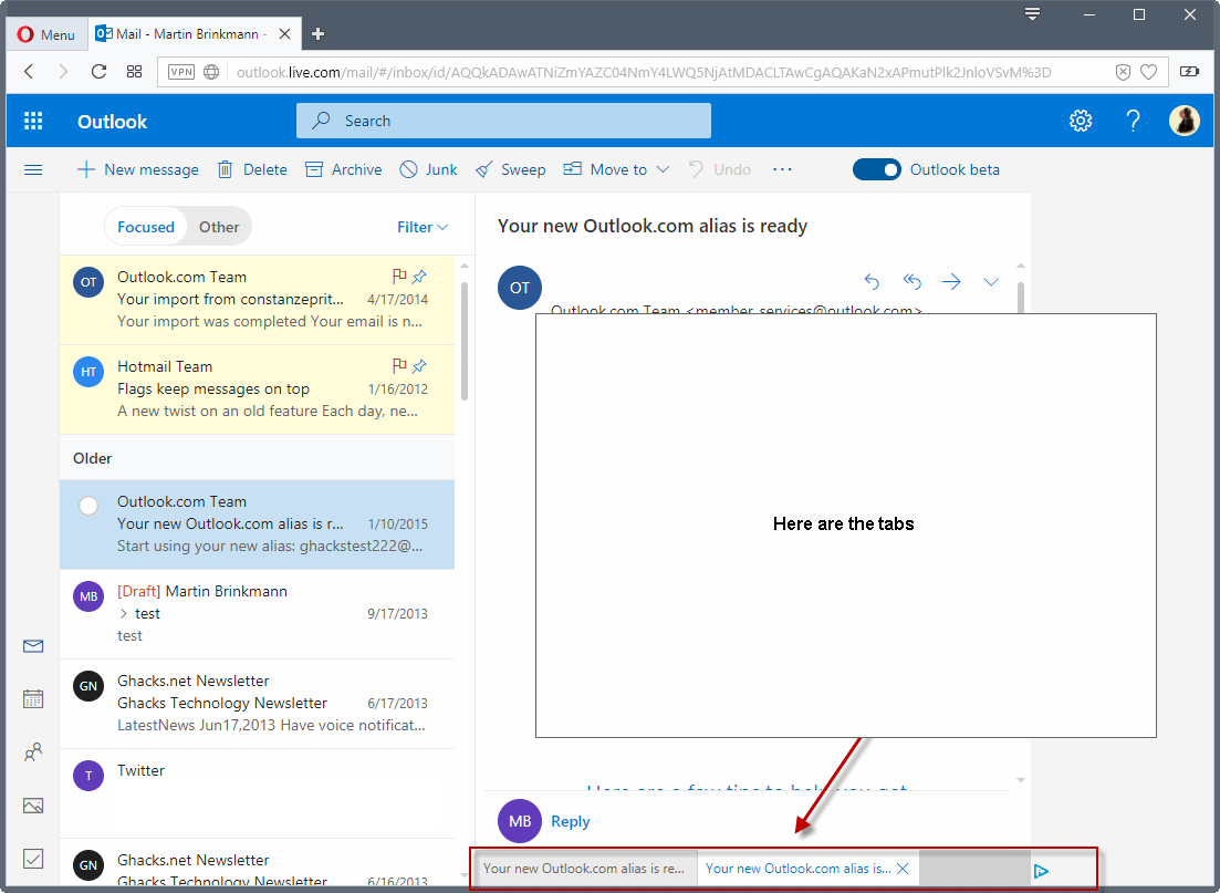 Outlook.com Beta with tabs, improved search, and more ...