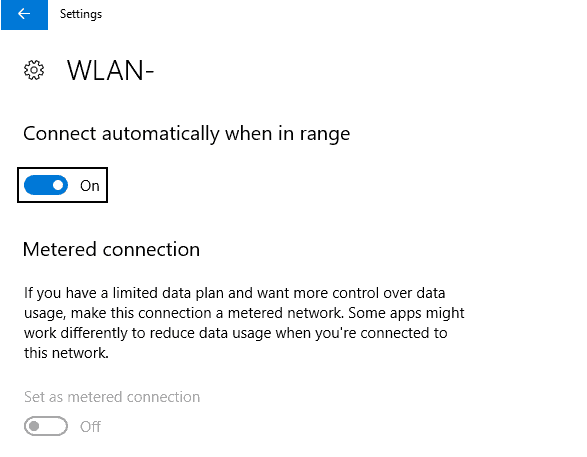 wlan metered connection