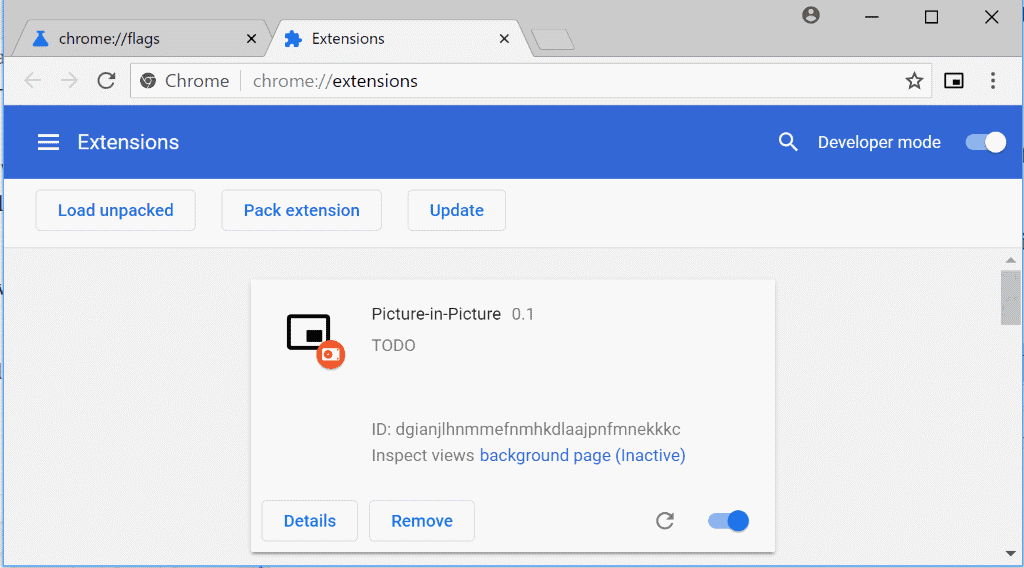 Как включить картинка в картинке в chrome