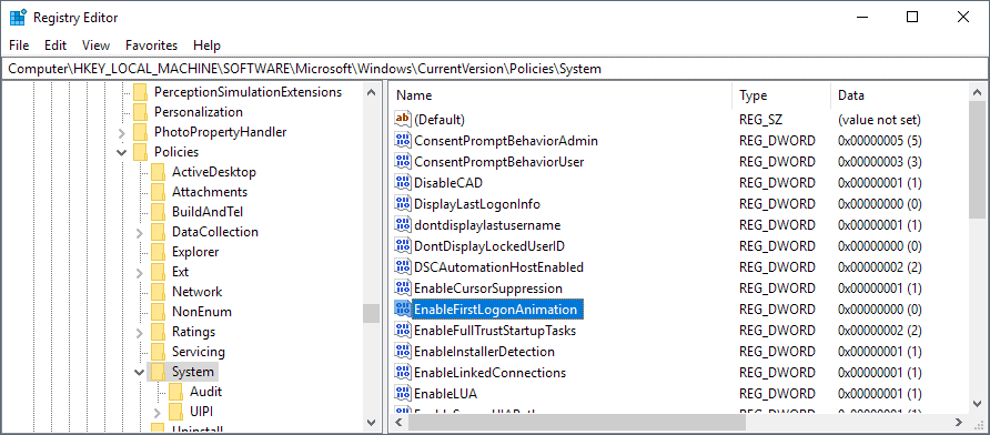 enablefirstlogonanimation