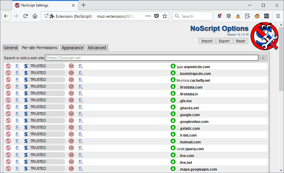 noscript whitelist trusted